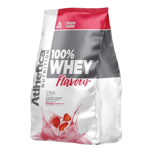100% WHEY FLAVOUR - REFIL / 900G - MORANGO / ATLHETICA NUTRITION / PROTEINA - Mundo das Vitaminas